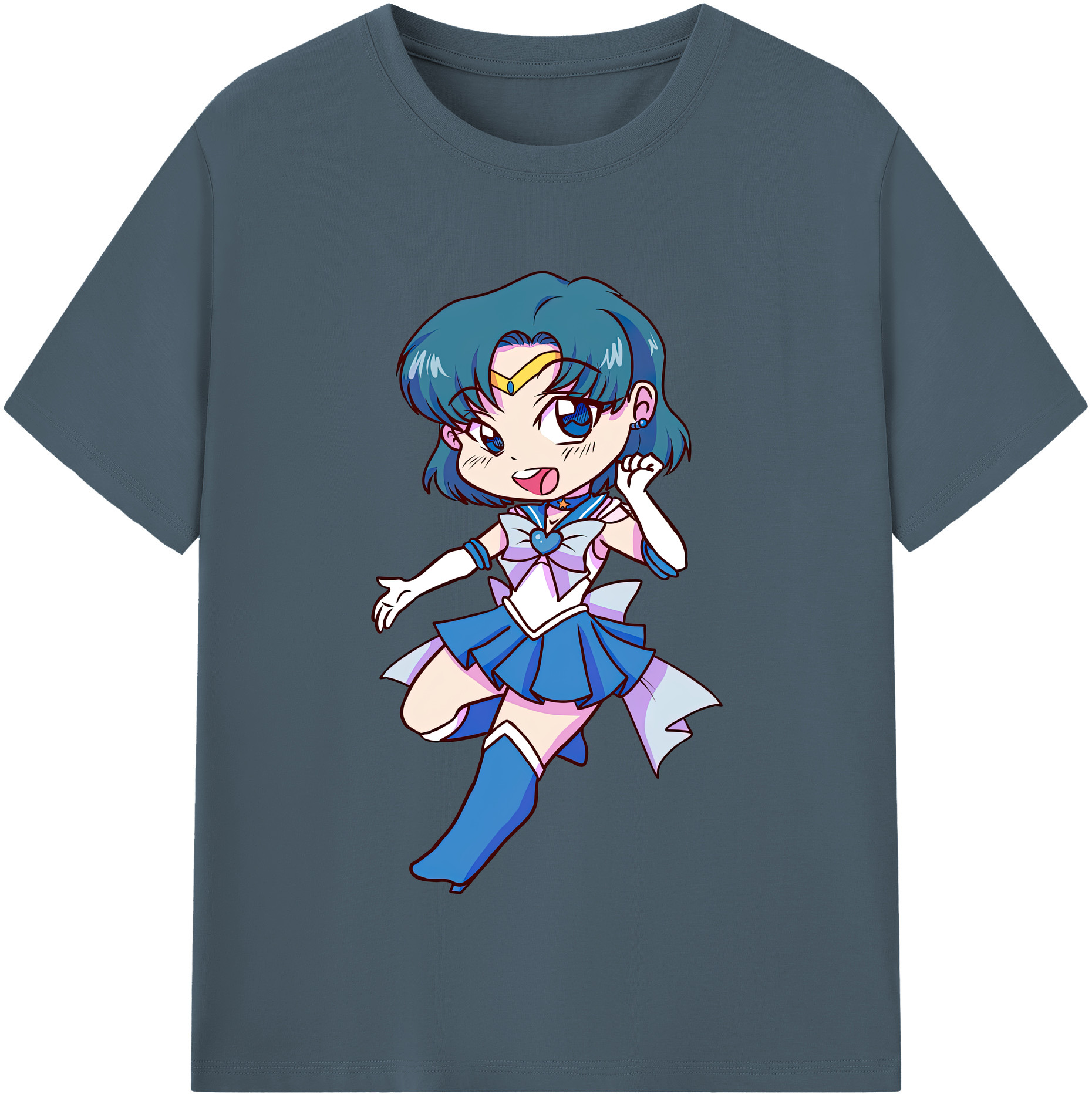 （画像用） 美少女戦士セーラームーン 水野 亜美 みずの あみ Sailor Moon Mizuno Ami 綿100％半袖Tシャツ（フロントプリント）